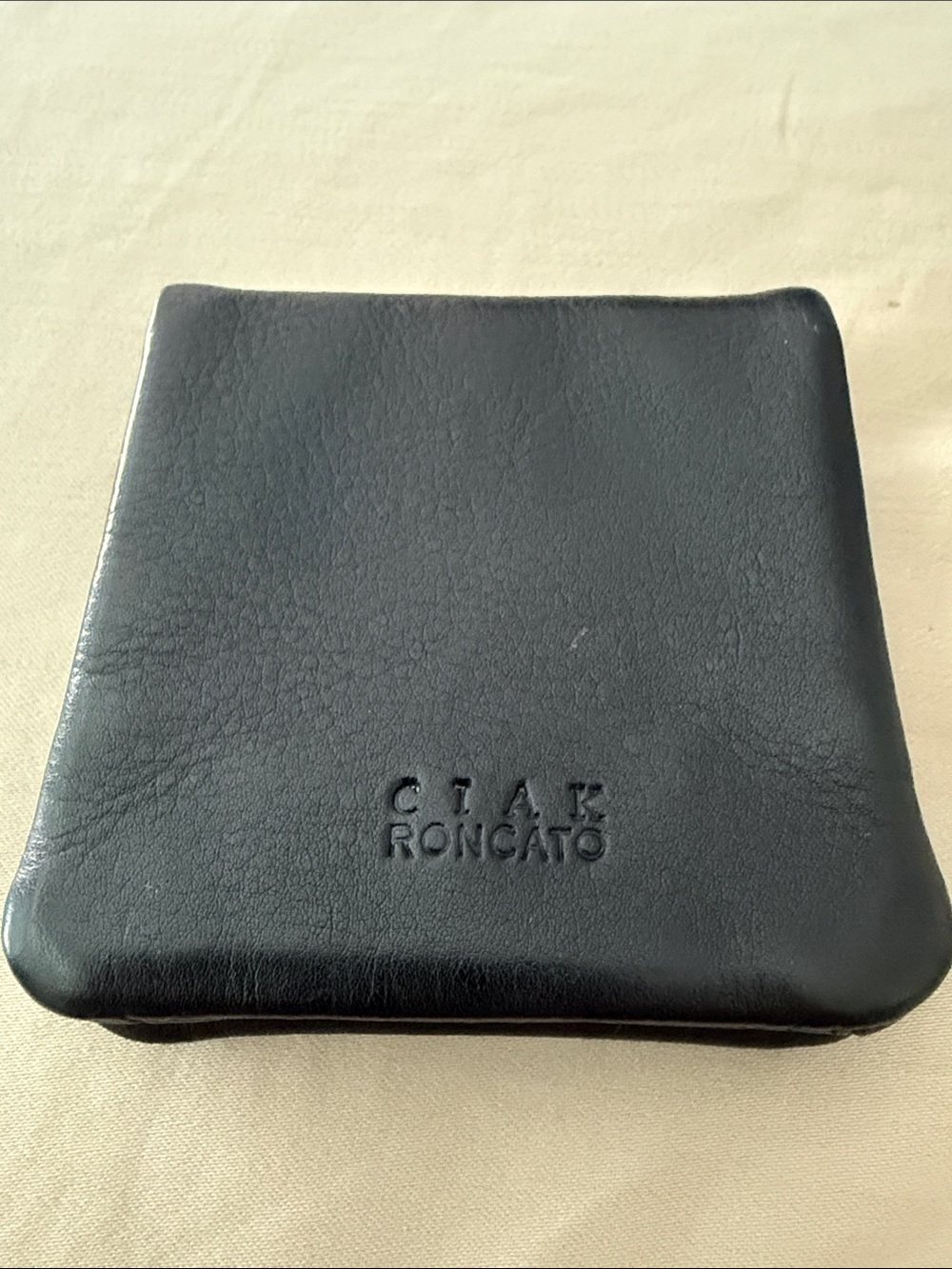 Ciak Roncati Verapelle Black Leather Coin Purse/Pouch with Embossed Logo - Italy